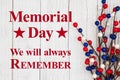 Memorial Day Text With Red, White And Blue Berry Spray