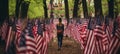 Memorial day tribute honoring fallen heroes in the usa, with iconic american flag backdrop