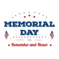 Memorial Day. Typography design layout for USA Memorial Day events, sales, promotion vector illustrator