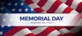 Memorial day usa remember and honor text on white tab banner on waving American Flag texture background vector design Royalty Free Stock Photo