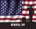 Memorial day. Vector banner with american flag andwith saluting soldier. Remember & honor. USA patriotic illustration