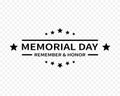 Memorial day vector logo in black. USA Memorial Day template isolated on white background Vector illustration EPS 10