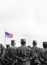 Memorial day. Veterans Day. American Soldiers Saluting. US Army. Military of USA. empty space for text Royalty Free Stock Photo