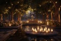 Memorial Garden Bathed in Soft Candlelight A Royalty Free Stock Photo