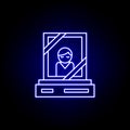 memorial, grave, death outline blue neon icon. detailed set of death illustrations icons. can be used for web, logo, mobile app,