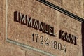 Memorial inscription on the grave of German philosopher Immanuel Kant. Kaliningrad, Russia Royalty Free Stock Photo