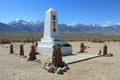 Memorial at Japanese Internment Camp and Sierra Nevada, Manzanar Wartime Relocation Center National Historic Site, California, USA Royalty Free Stock Photo