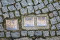 Memorial of jews deported and exterminated in the holocaust on a street in Berlin