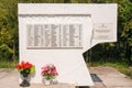 Memorial with the list of the common grave of Soviet soldiers who died during the liberation of th