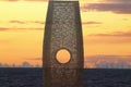 Memorial of the lost seas cleveleys beach at sunset