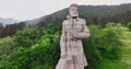 Memorial monument Hristo Botev bulgarian national hero, poet, revolutionary situated in Kalofer, Bulgaria, aerial 4K drone video