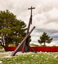 Memorial monument sinkholes in Italian called foibe