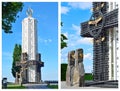 Memorial monument to the Holodomor victims in night. Kyiv, Ukraine