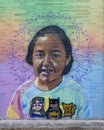 Memorial mural for Alithia Haven Ramirez by Juan Velasquez on the outside of a building in Uvalde, Texas.