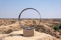 Memorial next to Suspension bridge over Besor river in Eshkol National Park. Negev desert.