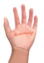 Memorial note on a hand