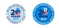 9-11 Memorial Patriot Day Badges - September 11, 2001 - We will never forget - 20 Years circle with USA flag label Royalty Free Stock Photo