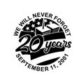 9-11 Memorial Patriot Day September 11 2001 20 Years Tribute Retro Black and White Royalty Free Stock Photo