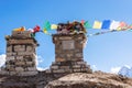 The memorial place on Everest Base Camp trek outside the village of Dughla in Nepal Royalty Free Stock Photo