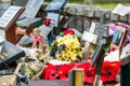 Memorial place for the fallen with poppies and crosses Royalty Free Stock Photo