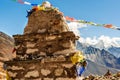 The memorial place on Everest Base Camp trek outside the village of Dughla in Nepal Royalty Free Stock Photo