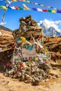 The memorial place on Everest Base Camp trek outside the village of Dughla in Nepal
