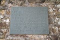 Memorial plaque at Battle, East Sussex, England, marking the site of the Battle of Hastings