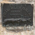 Memorial plaque in honor of Phil `Oley` 0`neal at the Fort Worth Stockyard in Texas.