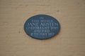 Memorial plaque on Jane Austen`s house in Winchester Royalty Free Stock Photo