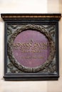 Memorial plaque of Leonardo Da Vinci in Santa Croce basilica, Florence Royalty Free Stock Photo