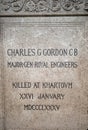 Memorial Plaque of Major General Charles George Gordon who was an army in the British Army, January 2018