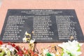 Memorial plaque at the monument, the lighthouse on the island of Utrish, in honor of the Black