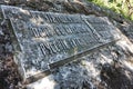 A memorial plate at the site of the death of the Slavic Prince Svyatoslav in Nikolsky-on-Dnieper in Ukraine.