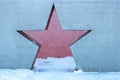 Memorial with red star - monument is remembering dead soldier from Soviet army in world war two