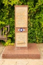 Memorial in respect of USAF Bombardment Group for WWII in rose garden near St Edmundsbury Cathedral.