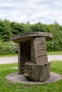 Memorial sculpture at the Lindholm Hills Viking burial site near Aalborg