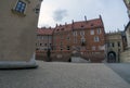 Memorial sculpture of Pope John Paul II. in front of Cathedral museum, Wawel castle interior, UNESCO World Heritage Site, Krakow,