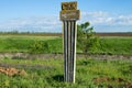 Memorial sign of construction of irrigation canal