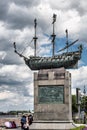 Memorial sign to the first battleship Poltava on Voskresenskaya Embankment, Saint-Petersburg