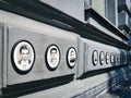 Memorial signs on the walls of the building. House of Terror and Terrorism haza museum in Budapest Royalty Free Stock Photo