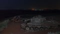 A memorial site for fallen soldiers of Oz Battalion 77 at night. Killed tanks are on battlefield in Valley of Tears, since the Royalty Free Stock Photo