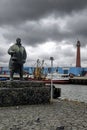 Memorial statue in the Fishermen`s harbour, Ijmuiden, the Netherlands.