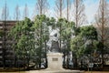 Memorial statue of woman carrying the child at Hypocenter Park of world war 2, Nagasaki, Kyushu, Japan