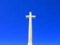 White marble cross on the sky