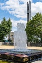 Memorial with stele and fountain in the center of Voronezh. Stele in honor of defeat of Nazi troops near Voronezh in Patriotic War