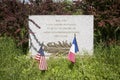 Memorial stone at the crash site where 1st Lt Quentin Roosevelt died on July 14, 1918, Chamery, North-Eastern France. Quentin was