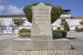 Memorial stone pointing Hernan Cortes born room. Extremadura, Spain