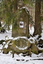 Memorial stone to industrialist and inventor from Berlin Julius Karl Pinch who built Recreation Center `Marzenie` in 1901, Swierad