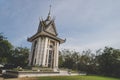 The memorial stupa of the Choeung Ek Killing Fields, containing some of the Khmer Rouge victims\' remains. Near Phnom Penh, Royalty Free Stock Photo