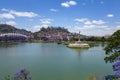 Aerial View Of Monument aux Morts on Lake Anosy ,Antananarivo- capital city of Madagascar